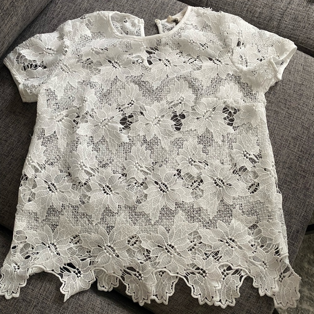 White see through Rebellion top floral size M